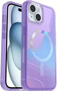 OtterBox iPhone 15, iPhone 14, and iPhone 13 (ONLY) Symmetry Series  Case - Clear/Purple, Snaps to MagSafe, Ultra-Sleek, Raised Edges Protect Camera & Screen - Non-Retail Packaging