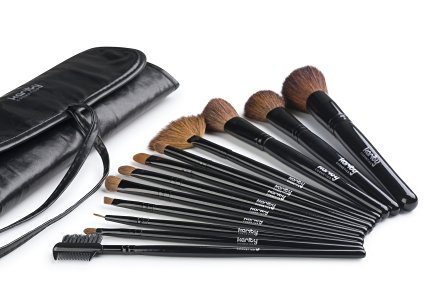 Karity Cosmetics Studio 12-Piece Natural Hair Makeup Brush Set With Pouch - Jet Black