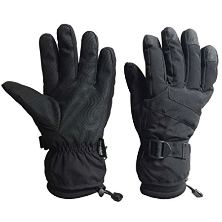 Black Men Waterproof Thinsulate Winter Cold Weather Ski Snowboard Gloves