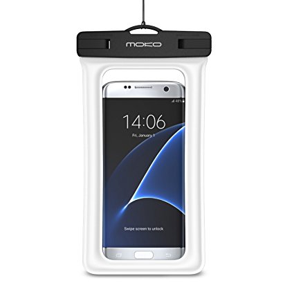 Floating Waterproof Case, MoKo Universal Dry Bag with Armband Neck Strap for iPhone 7, 7 Plus, 6s, 6, 6s Plus, SE, 5s, Note5, S7 Edge, Pixel, Pixel XL, LG BLU Huawei & Other Devices up to 6", WHITE