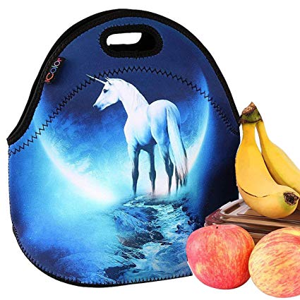 iColor Unicorn Universal Neoprene Sleeve Lunch bag Insulated warm/cold lunchbox Cooler Pouch Shopper Tote baby Portable Fashion Waterproof Cover Kids Handbag Food Carrying Case Protector Handle School Work