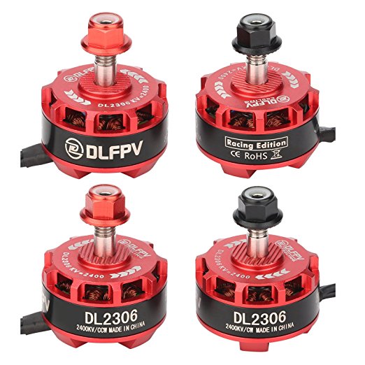DLFPV 4pcs DL2306 2400KV 2-4S Brushless Motor for X210 X220 250 FPV Racing Drone Quadcopter 2CW 2CCW in Red