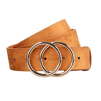 Earnda Women's Fashion Belt Double O-Ring Buckle For Jeans Khaki S