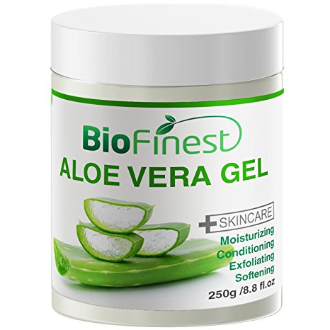 Biofinest Aloe Vera Gel - Absorb Fast/ No Sticky Residue - Best Moisturizer For Sun Burn/ Eczema/ Insect Bites/ Dry Damaged Aging skin (250g)