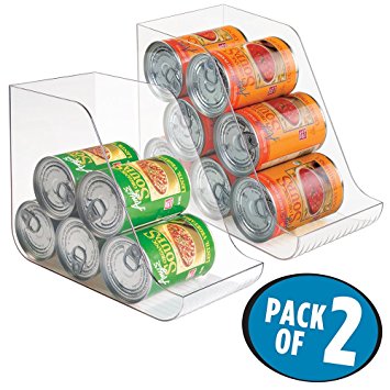 mDesign Canned Food Storage and Soda Organizer for Kitchen Pantry or Cabinet - Pack of 2, Clear