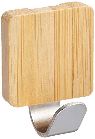 InterDesign Formbu Self-Adhesive Hook, Small, Bamboo/Brushed Stainless Steel, Set of 4