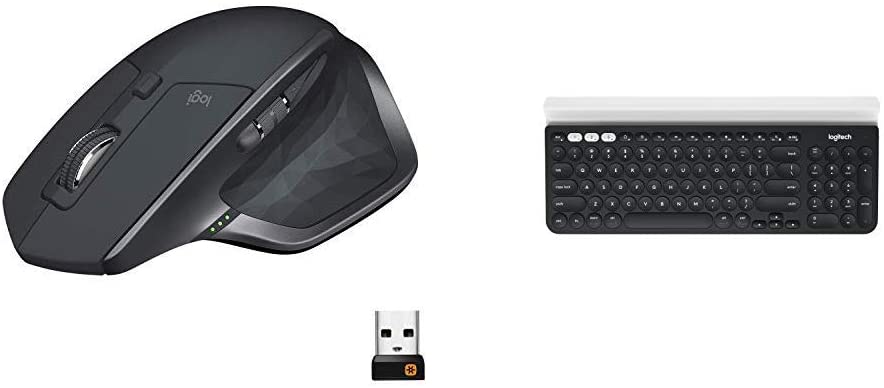 Logitech MX Master 2S Wireless Mouse â€“ Use on Any Surface, Hyper-Fast Scrolling, Ergonomic Shape, Rechargeable & K780 Multi-Device Wireless Keyboard for Computer