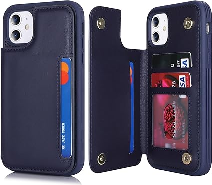 iCoverCase for iPhone 11 Case with Card Holder, iPhone 11 Phone Case Wallet for Women Men [RFID Blocking] PU Leather Protective Wallet Case for iPhone 11 6.1 Inch (Dark Blue)