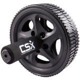 CSX Ab Roller Wheel with Extra Thick Knee Pad Mat and Comfort Foam Handles Black - Dual Double Pro Abdominal Exercise Wheel - Best Fitness Workout for Abs