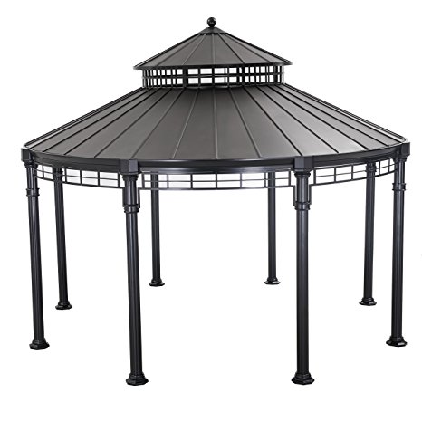 Sunjoy Younge Round Gazebo, 14' x 14', Black Top