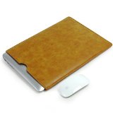 Lavievert High Quality Leather Bag Slim Simple Cover Professional Snug Sleeve Case with Microfiber Felt Lining for 133 Macbook Air - Yellow