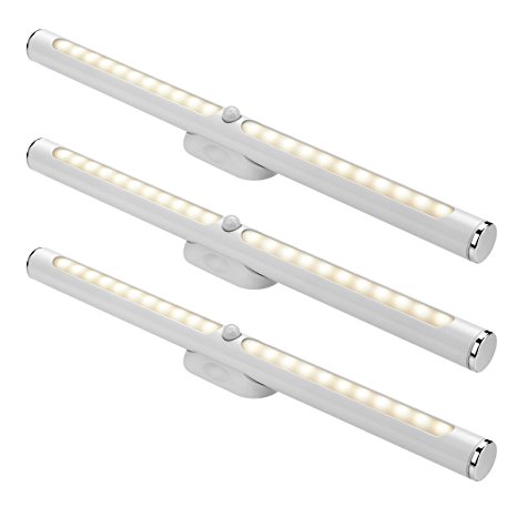 LE LED Motion Sensor Closet Lights, 22 LED USB Rechargeable Wireless Kitchen Under Cabinet Lighting Wardrobe Light, Touch Control Night Light Stair Light, Stick-on Anywhere with Magnetic Strip,3 Pack