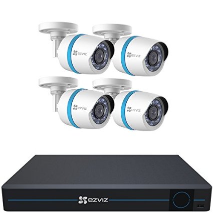 EZVIZ HD 1080p Video Security System, 4 Weatherproof IP PoE Cameras, 100ft Night Vision, 8 Channel NVR with 2 TB HDD