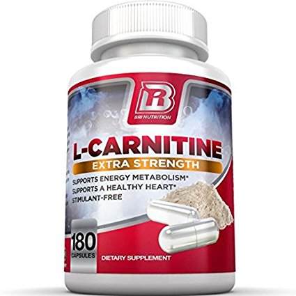 BRI Nutrition L-Carnitine - 180 Count 500mg Capsules - 1000mg Servings