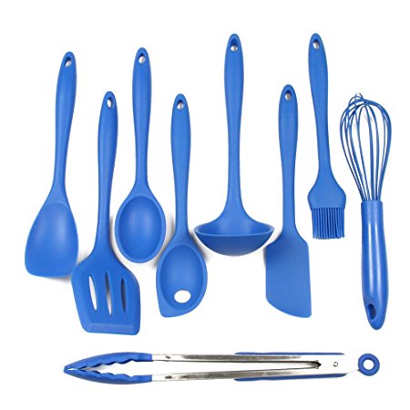 Chef Craft 9 Piece Silicone Kitchen Tool and Utensil Set, Blue