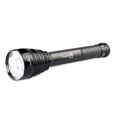 TrustFire 18650 LED Flashlight, J18 Super Bright 8000 Lumens, Water Resistant 5 Light Modes Large Tactical Torch by 2X or 3X 18650 26650 Rechargeable Battery (Battery Not Included)