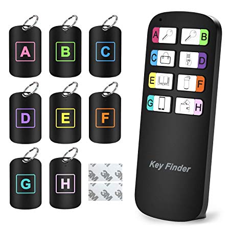 Magicfly Key Finder Bonus Mini Stickers, 1 RF Transmitter and 8 Receivers Keychain Finder Support Remote Control, Wireless RF Item Locator (Upgrade Long Lasting Batteries), Pet & Wallet Tracker