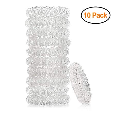 10Pcs Clear Spiral Hair Ties No Crease Elastic Ponytail Holders Phone Cord Traceless Hair Ties for Women Thick Hair by Accmor
