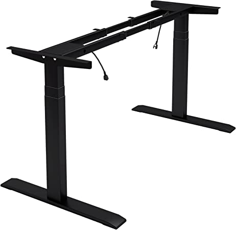 TOPSKY Dual Motor 3 Stage Electric Adjustable Standing Desk Frame Heavy Duty 300lb Load Capacity for Home Office (Black Frame Only)