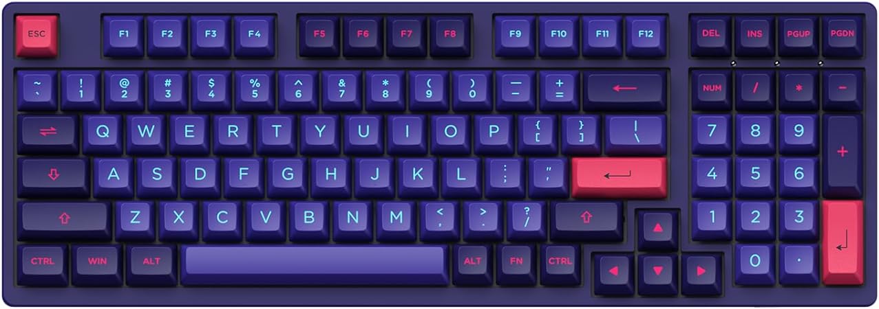 Akko 3098 Wired Mechanical Keyboard with ASA Profile PBT Keycaps, Neon Theme Gaming Programmable Keyboard for Mac & Win (Akko V3 Cream Yellow Switch)