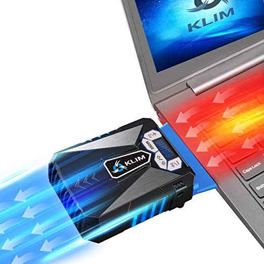 KLIM Cool Laptop PC Cooler - Gaming High Performance Fan for Fast Cooling Action - Silent USB External Hot Air Extractor - Blue - [ New 2018 Version ]
