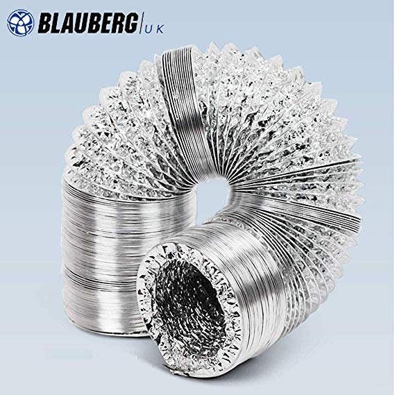 Blauberg UK BLAUFLEX AF MO/102/5-A Aluminium Flexible Fan Ducting (5 Metres)-4"/100mm, Silver