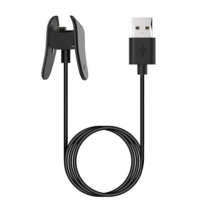 MoKo Charger Cable Compatible with Garmin Vivosmart 4, 1M Replacement USB Data Sync Charging Cable Cord with Charging Clip Holder Fit Garmin Vivosmart 4 - Black