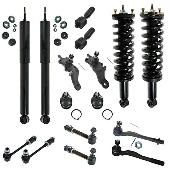 Front Strut Assemblies Ball Joints Tie Rods Sway Links & Shock Absorber Kit Set