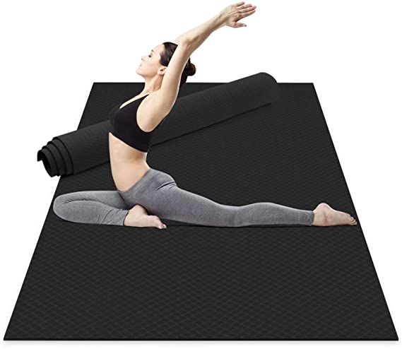 Odoland Large Exercise Mat 72'' x 48'' (6'x4') x6mm for Pilates Stretching Workout Mats for Home Gym Flooring, Extra Thick Non Slip Eco Friendly Yoga Mat with Carry Strap