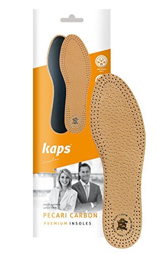 Shoe Insoles for Smart Shoes with Activated Carbon and Sheepskin, Kaps Pecari Carbon, All Sizes (Men / 10 US / 43 EUR / 9 UK)