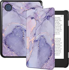 Fintie Slimshell Case for 6” Kobo Clara BW (2024) / Kobo Clara Colour (2024) / Kobo Clara 2E (2022) – Slim Lightweight Premium PU Leather Cover with Auto Sleep/Wake, Lilac Marble