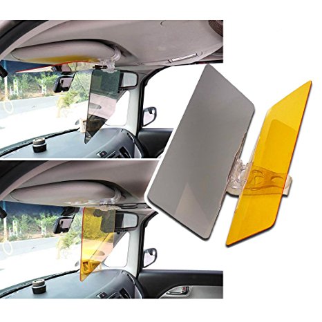 RED SHIELD Car Sun Visor Extender. 2 Transparent Anti-Glare Tinted Shields for Day and Night. Blocks UV Rays Through Windshield. Universal for All Vehicles. Drive Safely with Enhanced Visibility.