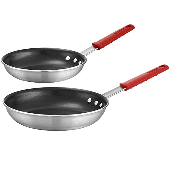 Tramontina Aluminum Nonstick Restaurant, 10" and 8" Professional 2-Piece Fry Pan Set, Satin