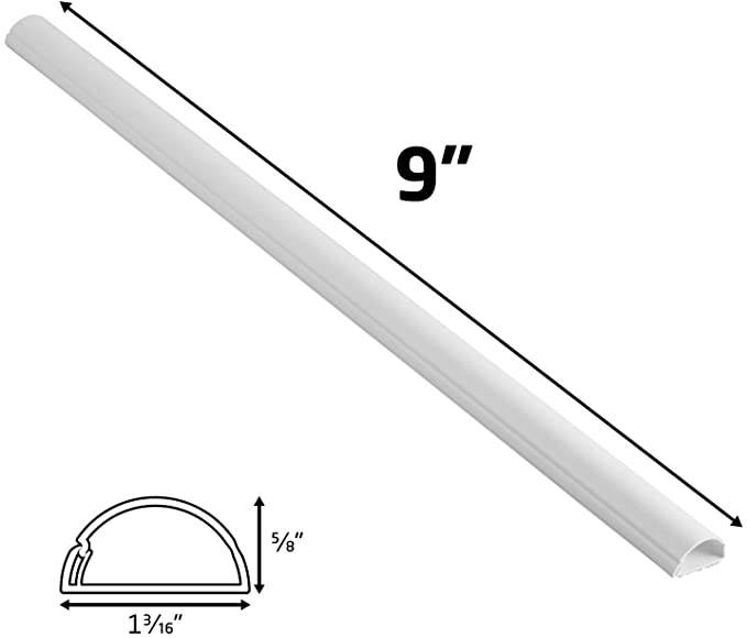 D-Line Short (9 Inch Medium Size) Cable Concealer On-Wall Cord Cover | Popular Wire Hider for TV or Component Cables | White