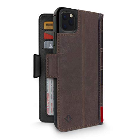 Twelve South BookBook for iPhone 11 Pro Max | 3-in-1 Leather Wallet Case with Display Stand and Removable Magnetic Shell (Brown)