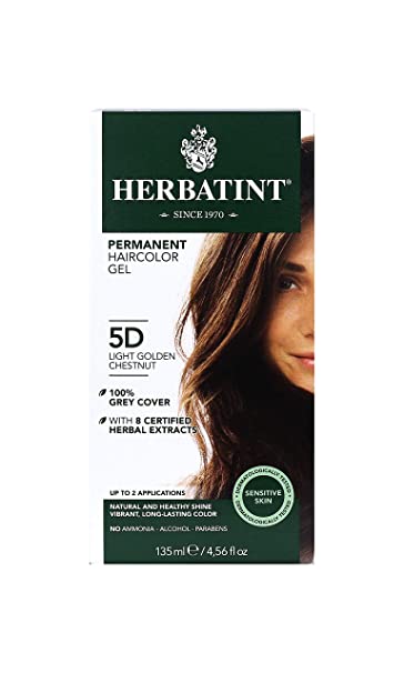 Herbatint Permanent Haircolor Gel, 5D Light Golden Chestnut, 4.56 Ounce