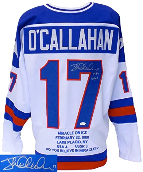 Jack O'Callahan Signed Miracle on Ice Stat Olympic Hockey Jersey 1980 Gold JSA