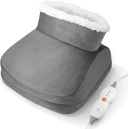 Foot Warmer Boots Heating Pad Relieve Foot Leg Pain & Soreness, Ultra-Soft Fast-Heating with 4 Temperature Settings, Auto Shut-Off, One Size Fits Most, Use Under Desk or on Sofa, Machine Washable