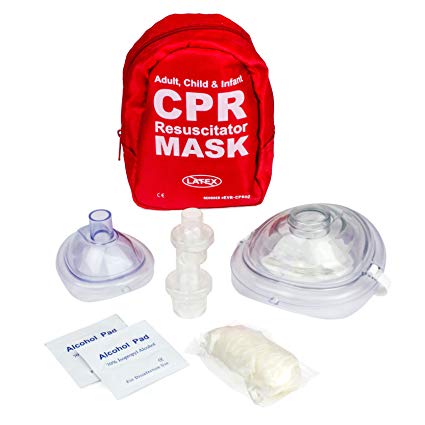 Ever Ready First Aid Adult and Infant CPR Mask Combo Kit with 2 Valves (with Pair of Nitrile Gloves & 2 Alcohol Prep Pads) (1 Kit)