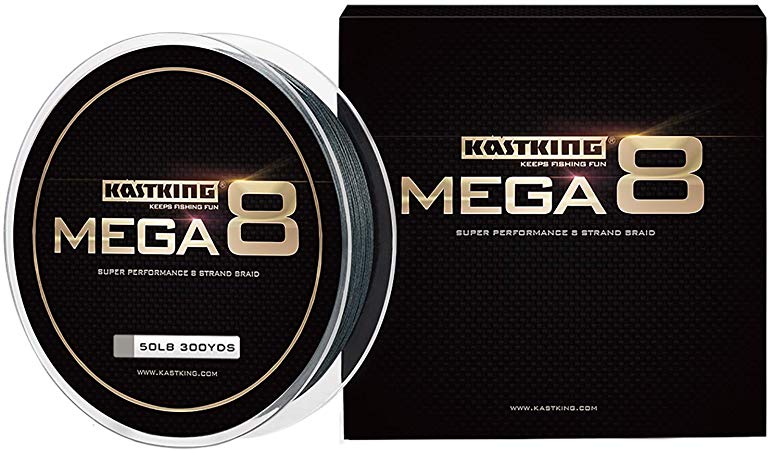 KastKing Mega8 Braided Fishing Line, Advanced 8 Strand Construction - Rounder, Stronger, Softer, Smoother, More Sensitive, Casts Farther, Zero Stretch & Memory, Great Knot Strength, More Color Fast