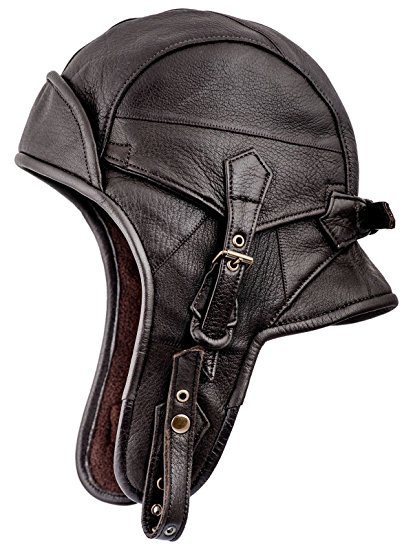 Sterkowski Genuine Leather 8 Aviator Helmet Trapper Cap