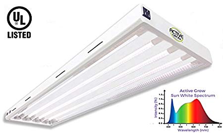Active Grow T5 LED Grow Light Fixture for Indoor Gardens, Hydroponics & Vertical Racks - Contains (4) 24W T5 HO 4FT LED Tubes - Sun White Full Spectrum (High CRI 95) - 120V - UL Marked