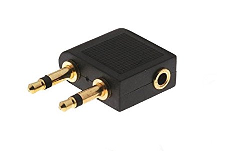 High Grade - Gold Plated Airplane Headphone / Earphone Socket Adaptor - 3.5mm Mono Jack Plugs to 3.5mm Stereo Jack Socket - Works with Sony, Bose, Beats, Apple, JVC, Sennheiser, Panasonic, Betron etc - AAA Products® (1)