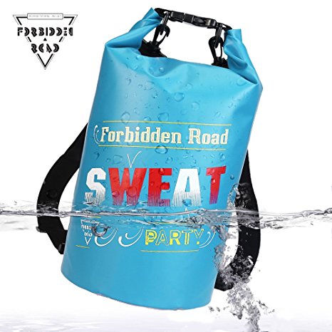 Forbidden Road 5L 10L 15L Waterproof Dry Bag ( 8 Colors) Dry Sack Roll Top Dry Compression Sack Keeps Gear Dry for Kayaking Boating Camping Canoeing Fishing Skiing Snowboarding Swimming Surfing Sports