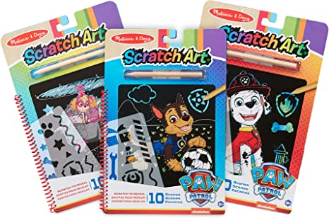 Melissa & Doug PAW Patrol Scratch Art 3-Pack – Chase, Skye, Marshall Color Reveal Travel Activity Pads