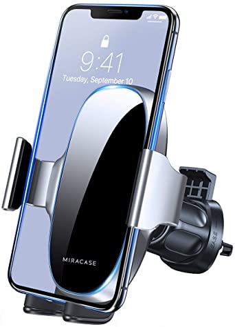 [2021 Upgraded-2nd Generation] Miracase Universal Phone Holder for Car, Air Vent Car Phone Holder Mount Compatible with iPhone 12/12 Pro Max/SE/XR/XS/8 Plus/Samsung S20 Ultral and All Phones,Sliver