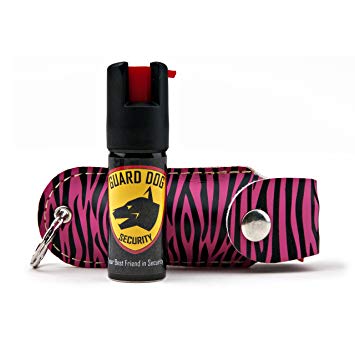 Guard Dog Security Pepper Spray Keychain, Red Hot Self Defense Spray with UV Dye - Choose a Leather Holster Color