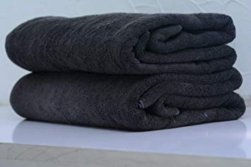 MBS 4 X 100% Pure Organic Cotton Super Jumbo Extra Large Fluffy Thick Towels | 95 x 175 cm | (Charcoal Grey, 4 Bath Sheets)