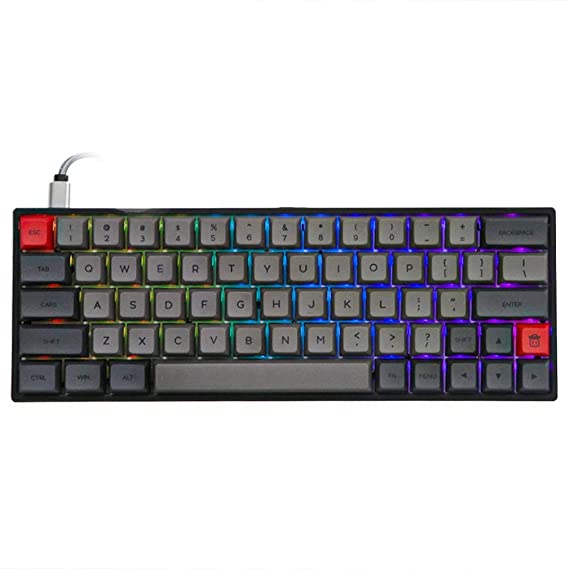 EPOMAKER SKYLOONG SK64 64 Keys Hot Swappable Mechanical Keyboard with RGB Backlit, PBT Keycaps, Arrow Keys for Win/Mac/Gaming (Gateron Optical Yellow, Grey Black)