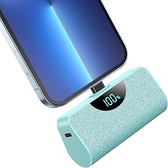 Small Portable Charger for iPhone 5200mAh, Compact 20W PD Fast Charging Power Bank, LCD Display Battery Pack Portable Phone Charger Compatible with iPhone 14 Pro Max/14/13/12/11/X/8/7/6 (Light Green)